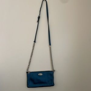 COACH crossbody blue metallic pebble leather